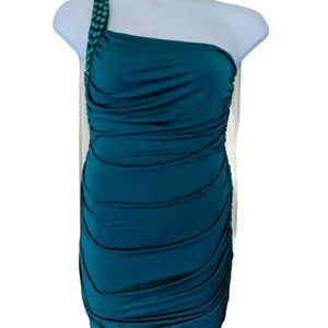 Delirious Teal Stretch One Shoulder Dress Size L